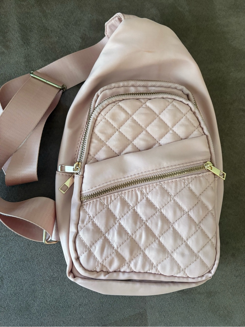 Quilted Pink Sling Bag - Women's Crossbody
